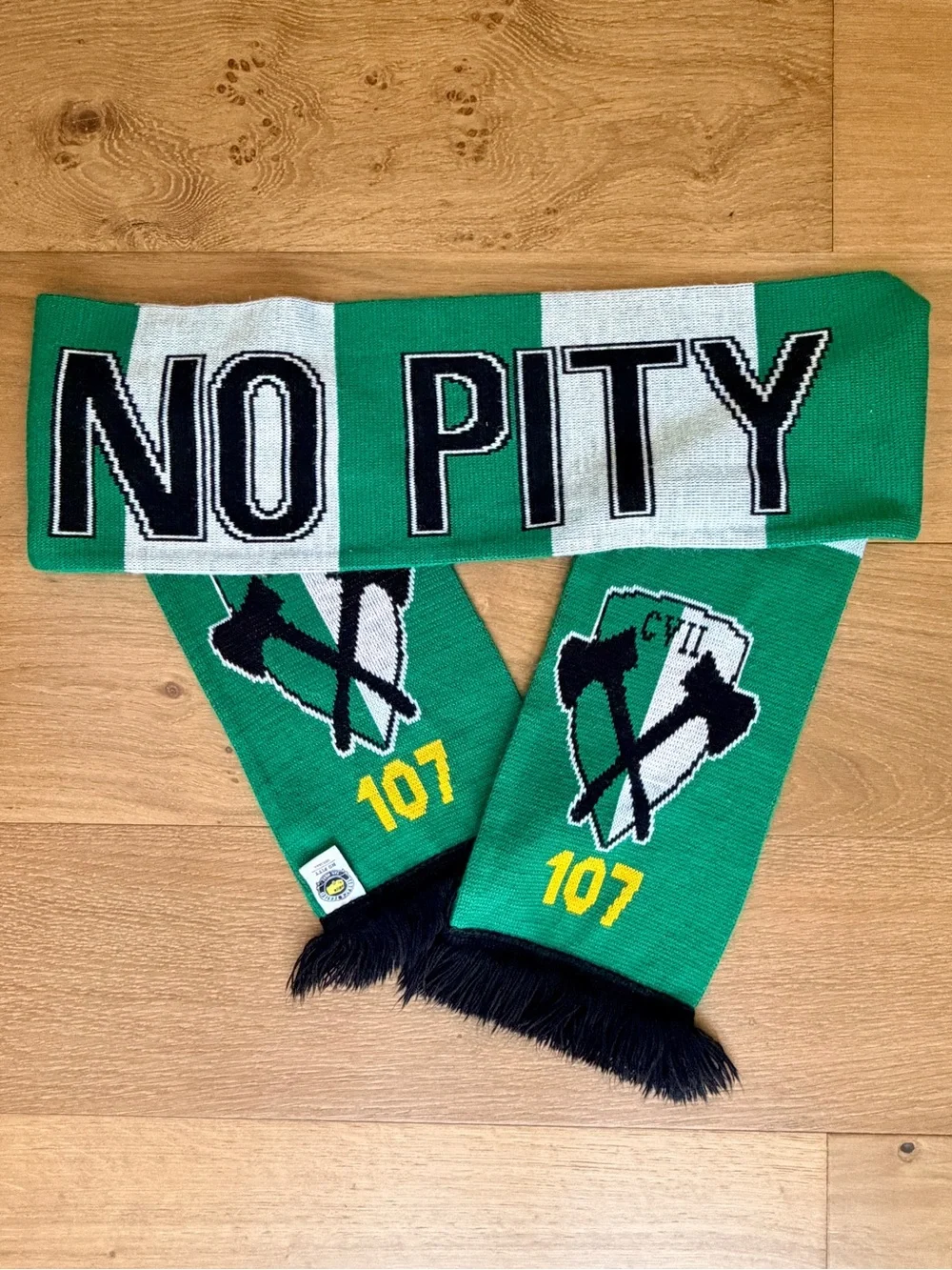 Portland Timbers Army No Pity Scarf MLS Soccer PTFC Green White Rose Section 107